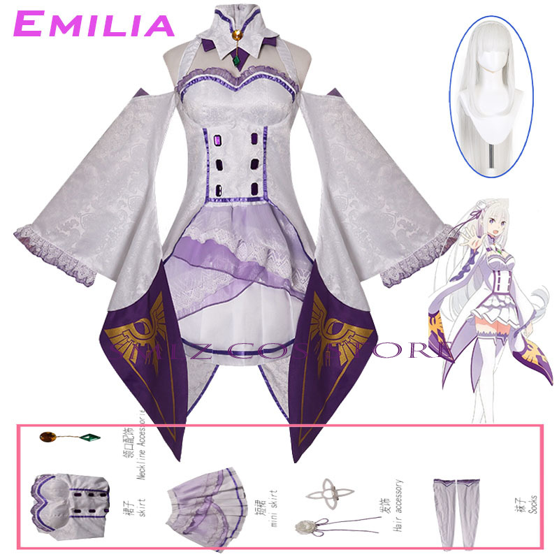Emilia Cosplay Anime Re Zero K - Anime Cosplay Ladies review and price